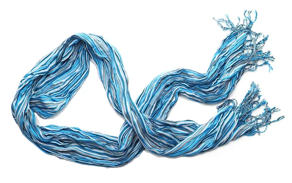 Heldere blauwe vrouwelijke sjaal geïsoleerd op wit — Stockfoto