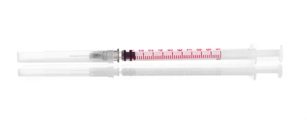 胰岛素注射器上白色隔离 — 图库照片