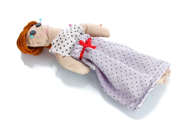 Muñeca vudú chica aislada en blanco — Foto de Stock