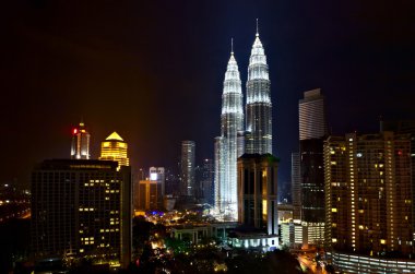 Petronas Kuleleri, gece, kuala lumpur