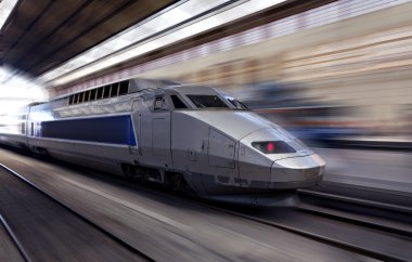 High-speed train in motion clipart