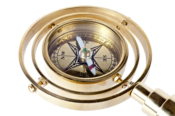 Brons kompass med handtag — Stockfoto