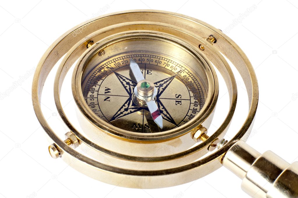 Bronze compass with a handle