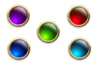 Multi-colored buttons on a white background clipart