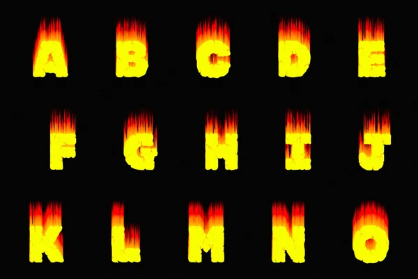 Alphabet flames on a black background — Stock Photo, Image