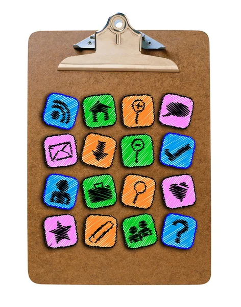 Symbole auf dem Brett folgten einer Vielzahl von Farben — Stockfoto