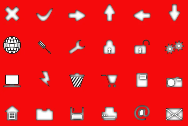 Ikony na nowy czerwony elektroniczny — Zdjęcie stockowe