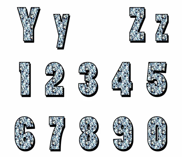 Diamantes alfabeto em um fundo branco — Fotografia de Stock