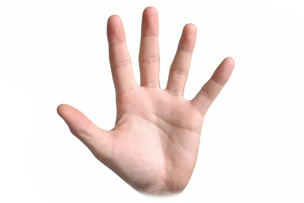 Αρσενικό χέρι πραγματοποίηση σημάδι. απομονώνονται σε λευκό φόντο. — Φωτογραφία Αρχείου