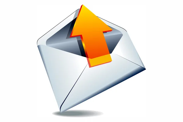 E-Mail-Symbol in weiß auf isoliertem weißem Hintergrund 3d-Renderbild und -Teil — Stockfoto