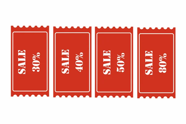 Röd såld etikett isolerad på vit — Stockfoto