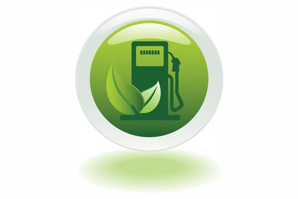 Кнопка екології - зелене листя — стокове фото