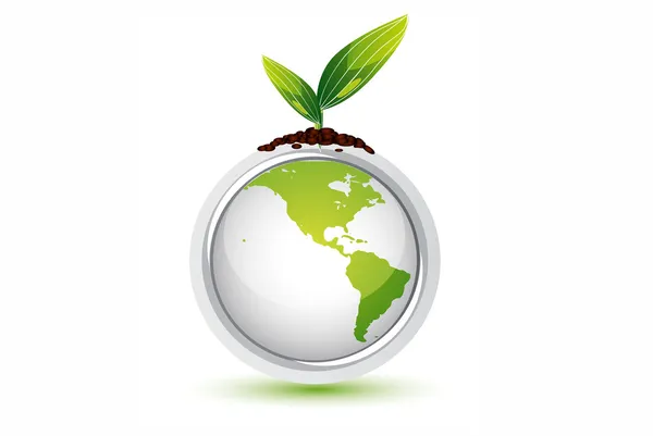 Wereld en groene bladeren — Stockfoto