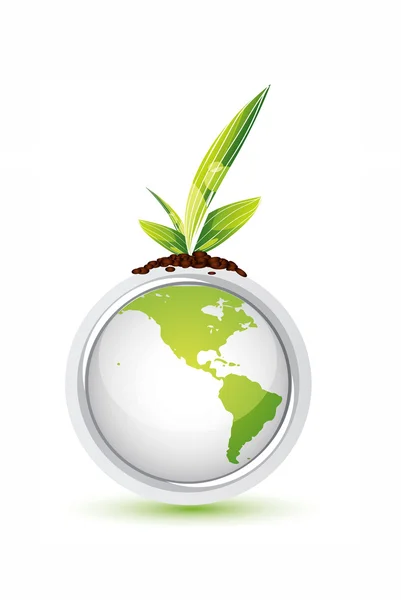 Wereld en groene bladeren — Stockfoto
