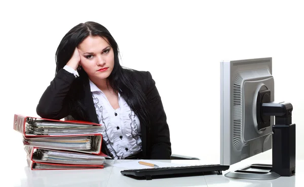 Modern business woman sitting at office desk — Stock Photo, Image