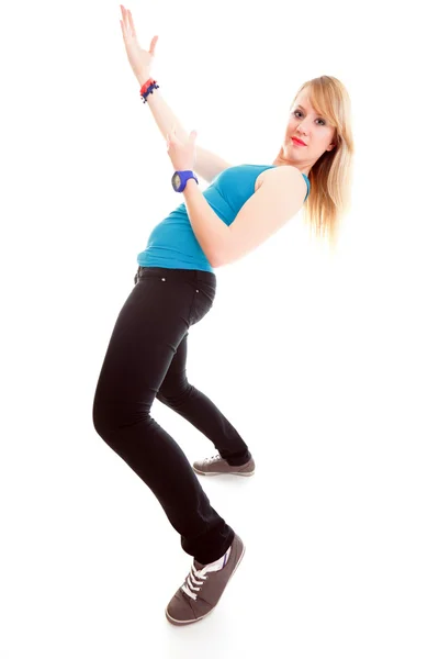 Młoda kobieta w tańcu poza — Zdjęcie stockowe