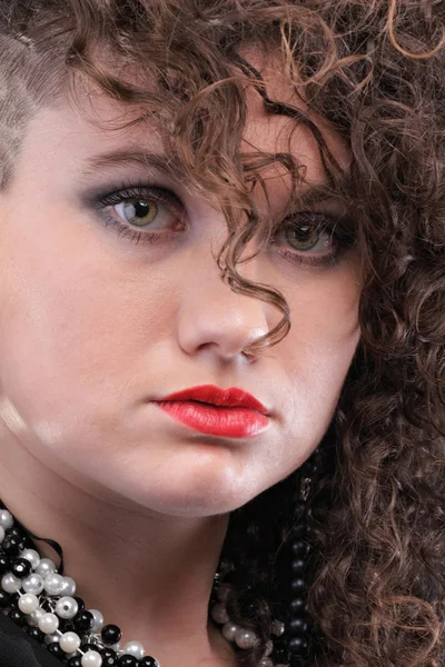 Portrait woman curly girl — Stock Photo, Image