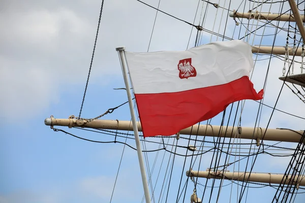 Flag of Poland - sail ship — Stock Photo, Image