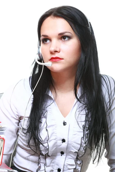 Chica morena joven con auriculares Imagen de archivo