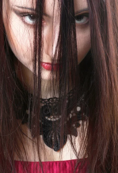 Schöne brünette Frau lange Haare — Stockfoto