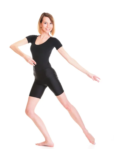 Deporte Mujer joven haciendo ejercicio aislado en blanco —  Fotos de Stock