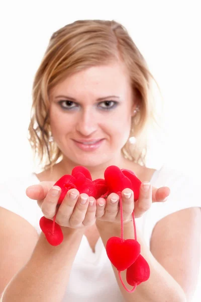 Symbol srdce v rukou ženy, samostatný — Stock fotografie