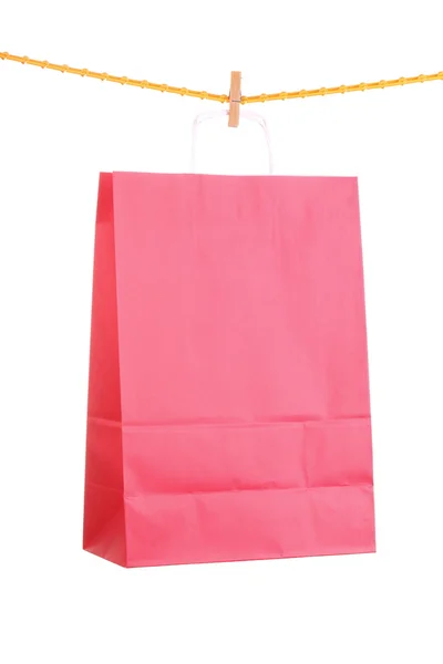 Izole kırmızı hediye çanta alışveriş — Stok fotoğraf