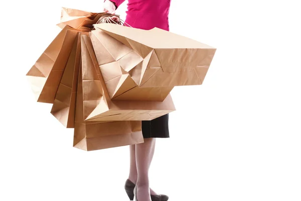 Shopping brown gift bags background — Stock Photo, Image