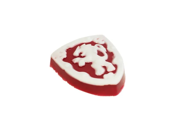 Homemade soap with a red emblem with an image of a lion — Stock Photo, Image