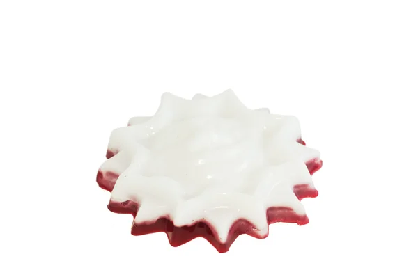 Red with white soap in the shape of the sun — Stock Photo, Image