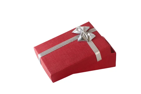 Красная коробка для упаковки подарков — стоковое фото