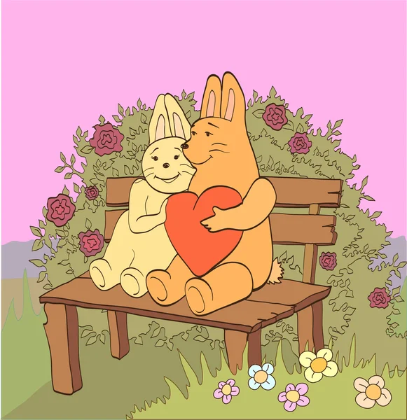 野兔在爱中 — 图库矢量图片