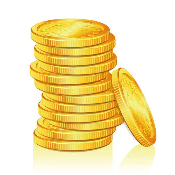 Pila de monedas de oro — Vector de stock