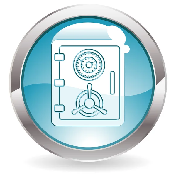 Botón con icono de caja fuerte — Vector de stock