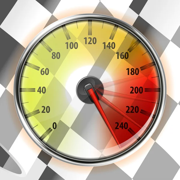 Compteur de vitesse avec drapeau — Image vectorielle