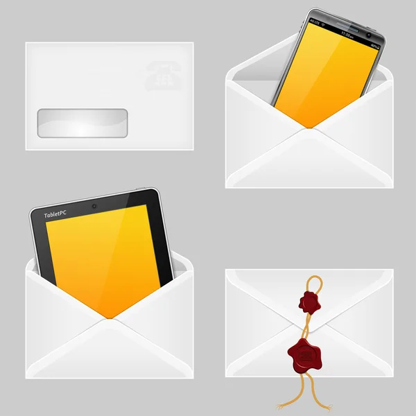 Envelopes com telefone inteligente — Vetor de Stock