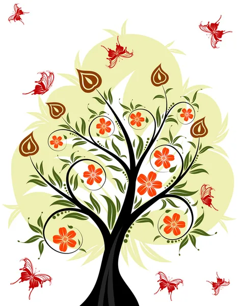 Árbol floral — Vector de stock