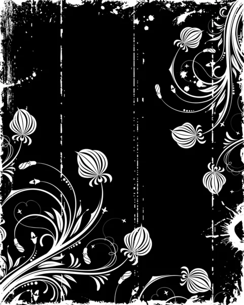 Grunge Floral Frame — Stock Vector