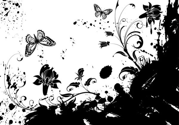Grunge cadre de fleur — Image vectorielle