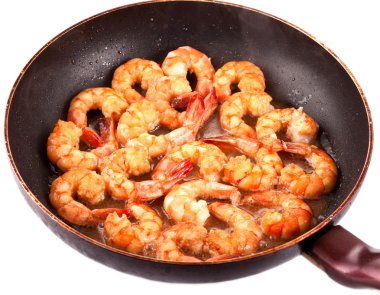 Frying Pan with Tiger Prawns clipart