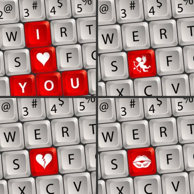 Computer Keyboard with Love Icon clipart