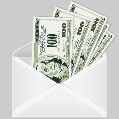 Open the Envelope with Dollar Bills clipart