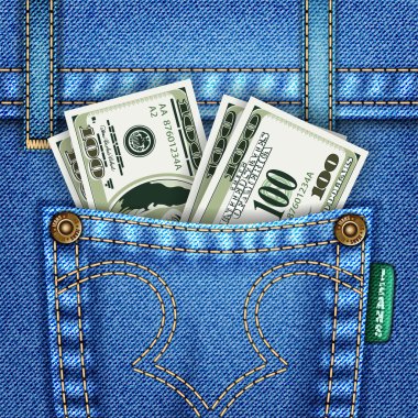 Jeans Pocket with Dollar Bills clipart