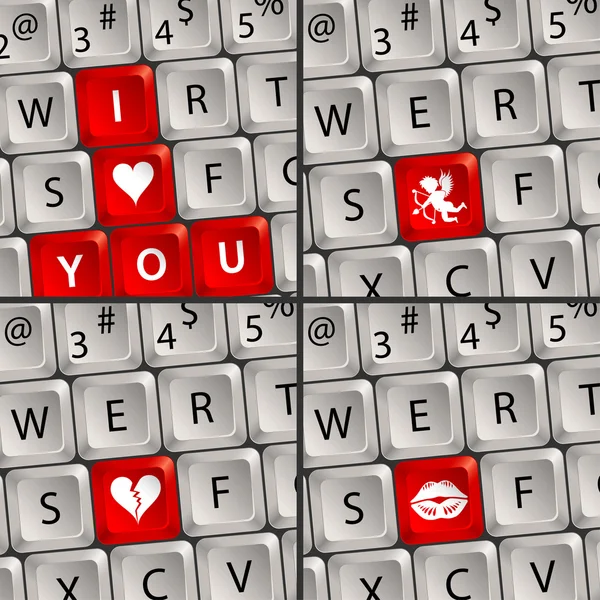 Computer Keyboard with Love Icon — Stock Vector
