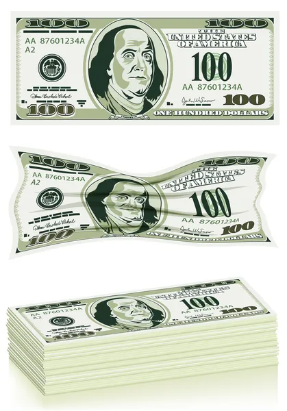 Conjunto de billetes de dólar — Vector de stock