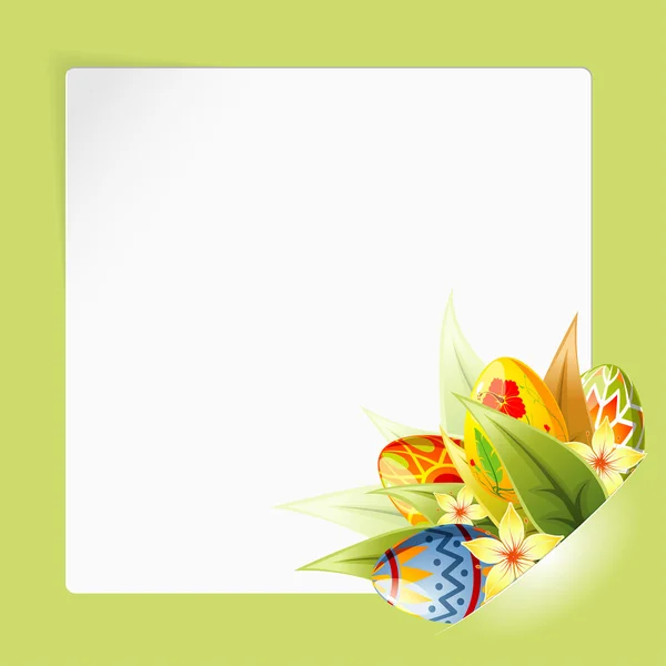 Cadre de Pâques avec feuille de papier monté dans la poche — Image vectorielle