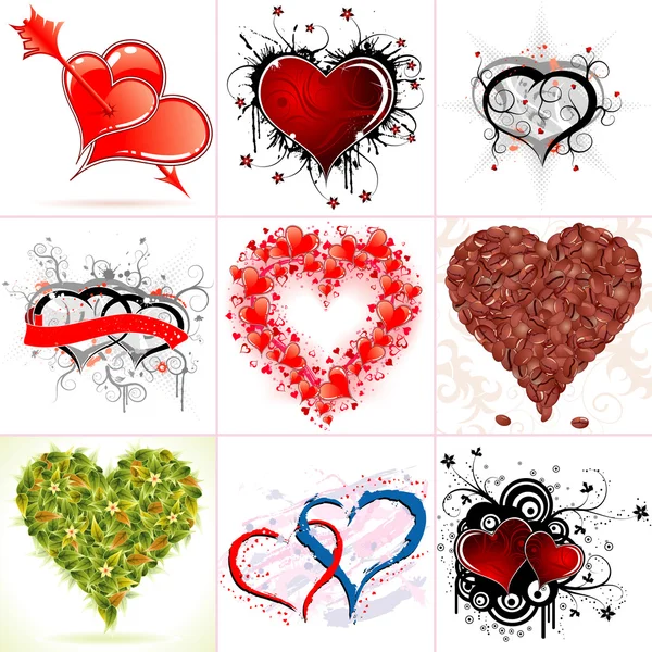 Gyűjteni szívek Valentin-nap — Stock Vector