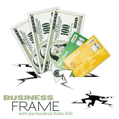 Crack with Dollar Bills and Credit Cards clipart