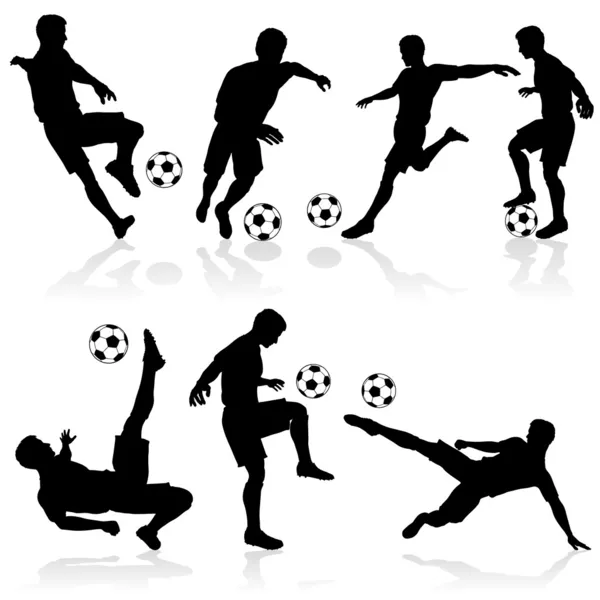 足球运动员的 silhouettes 图库插图