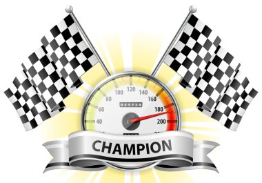 Speedometer with Flags and Ribbons clipart